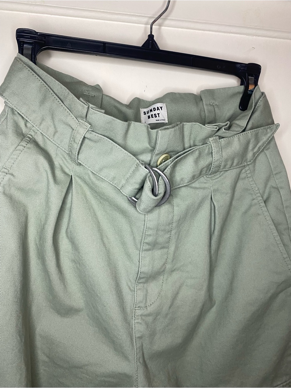Aritzia SUNDAY BEST Sage Green light emerald Belted Trousers